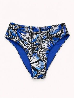 Toluca Blue and Black Butterfly-Print High-Cut Swim Bottom